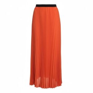 WD.NY Orange Pleated Skirt with Black Waistband